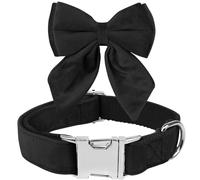 Dog Collar with Bowtie - Soft and Comfortable Velvet Puppy Collar, Dog Bow Tie with Adjustable Zinc Alloy Safety Buckle, Dog Collars for Boys and Girls,for Dog Weddings or Holiday Parties