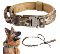 Dog Collar with Control Handle and Dog Lead Leash, Adjustable Nylon Heavy Duty Dog Collar Training Tactical Dog Collar for Dogs Weighing between 22.5 to 32.5kg (L)