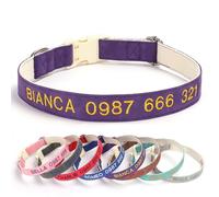 Dog Collar with Custom Name & Phone Nylon - Comfortable, Washable(C,XS)