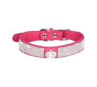 Dog Collar with Leash PU Leather Dog Collars for Bull Studded for Small Medium Large Dog PU Leather Dog Collar with Studded Design Pendant Collar Dog (Hot Pink, One Size)