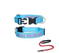 Dog Collar with Name and Phone Number, Personalised Nylon Embroidered Pet Collars, Dual D-Ring Quick Release Buckle for Small Puppy, Medium Large Dogs, Christmas Dog Gift