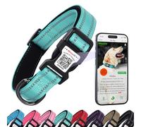 Dog Collar with QR Code, Reflective Dog Collar, Soft Neoprene Padded & Safety Locking Buckle Adjustable Pet Collar (Teal, Medium)