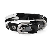 Dog Collars Black White Striped Flowers Adjustable Pet Collar for Small, Medium Cats Dogs
