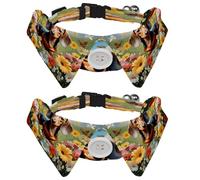 Dog Collars Bow Tie Removable Bell, 2 Pcs Dachshund Daisy Butterfly Cats Collar with Shirt Collar, Adjustable Pet Collars for Small Dogs Cats