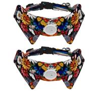 Dog Collars Bow Tie Removable Bell, 2 Pcs Flower Butterflies Cats Collar with Shirt Collar, Adjustable Pet Collars for Small Dogs Catss