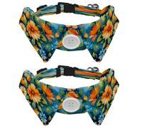 Dog Collars Bow Tie Removable Bell, 2 Pcs Flower Cats Collar with Shirt Collar, Adjustable Pet Collars for Small Dogs Catss
