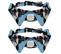 Dog Collars Bow Tie with Bell, 2 Pcs Boston Terrier Dog Pet Collar with Shirt Collar, Adjustable Pet Collars for Small Dogs Cats Kitten