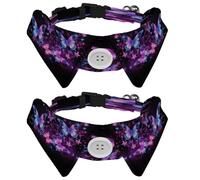 Dog Collars Bow Tie with Bell, 2 Pcs Butterflies Fairy Pet Collar with Shirt Collar, Adjustable Pet Collars for Small Dogs Cats Kitten