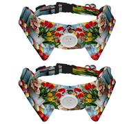 Dog Collars Bow Tie with Bell, 2 Pcs Butterfly Flower Rabbit Pet Collar with Shirt Collar, Adjustable Pet Collars for Small Dogs Cats Kitten