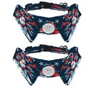 Dog Collars Bow Tie with Bell, 2 Pcs Cardinal Christmas Tree Snowman Pet Collar with Shirt Collar, Adjustable Pet Collars for Small Dogs Cats Kitten