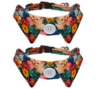 Dog Collars Bow Tie with Bell, 2 Pcs Cats Flower Pet Collar with Shirt Collar, Adjustable Pet Collars for Small Dogs Cats Kitten