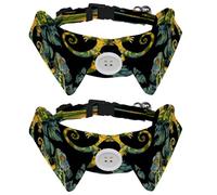 Dog Collars Bow Tie with Bell, 2 Pcs Chameleon Leaves Pet Collar with Shirt Collar, Adjustable Pet Collars for Small Dogs Cats Kitten