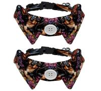 Dog Collars Bow Tie with Bell, 2 Pcs Dachshund Dogs Flower Pet Collar with Shirt Collar, Adjustable Pet Collars for Small Dogs Cats Kitten