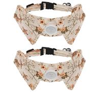 Dog Collars Bow Tie with Bell, 2 Pcs Deers Flower Pet Collar with Shirt Collar, Adjustable Pet Collars for Small Dogs Cats Kitten