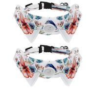 Dog Collars Bow Tie with Bell, 2 Pcs Flower Butterfly Pet Collar with Shirt Collar, Adjustable Pet Collars for Small Dogs Cats Kitten