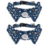 Dog Collars Bow Tie with Bell, 2 Pcs Hearts Bones Pet Collar with Shirt Collar, Adjustable Pet Collars for Small Dogs Cats Kitten