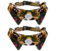 Dog Collars Bow Tie with Bell, 2 Pcs Raccoon Flower Pet Collar with Shirt Collar, Adjustable Pet Collars for Small Dogs Cats Kitten