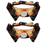 Dog Collars Bow Tie with Bell, 2 Pcs Railway Train Retro Pet Collar with Shirt Collar, Adjustable Pet Collars for Small Dogs Cats Kitten