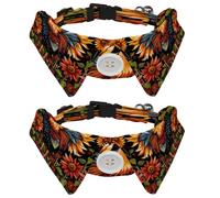 Dog Collars Bow Tie with Bell, 2 Pcs Rooster Sunflower Pet Collar with Shirt Collar, Adjustable Pet Collars for Small Dogs Cats Kitten