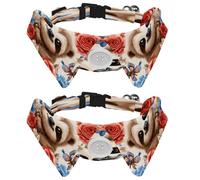 Dog Collars Bow Tie with Bell, 2 Pcs Sloth Flower Pet Collar with Shirt Collar, Adjustable Pet Collars for Small Dogs Cats Kitten