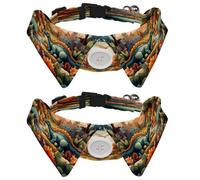 Dog Collars Bow Tie with Bell, Dinosaurs Pet Collar with Shirt Collar, Adjustable Pet Collars for Small Dogs Cats Kittens
