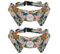 Dog Collars Breakaway with Bow Tie Bell, 2 Pack Abstract Floral Cats Collar with Shirt Collar, Adjustable Pet Collars for Small Dogs Cats Kittens