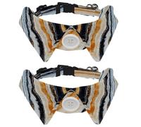 Dog Collars Breakaway with Bow Tie Bell, 2 Pack Abstract Marble Cats Collar with Shirt Collar, Adjustable Pet Collars for Small Dogs Cats Kittens