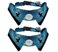 Dog Collars Breakaway with Bow Tie Bell, 2 Pack Ballerina Dancing in The Moon Cats Collar with Shirt Collar, Adjustable Pet Collars for Small Dogs Cats Kittens