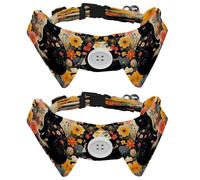 Dog Collars Breakaway with Bow Tie Bell, 2 Pack Black Bat Flower Cats Collar with Shirt Collar, Adjustable Pet Collars for Small Dogs Cats Kittens