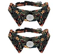 Dog Collars Breakaway with Bow Tie Bell, 2 Pack Chameleon Flower Cats Collar with Shirt Collar, Adjustable Pet Collars for Small Dogs Cats Kittens