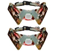 Dog Collars Breakaway with Bow Tie Bell, 2 Pack Cute Frog Mushroom Cats Collar with Shirt Collar, Adjustable Pet Collars for Small Dogs Cats Kittens