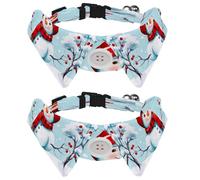 Dog Collars Breakaway with Bow Tie Bell, 2 Pack Cute Snowman Winter Cats Collar with Shirt Collar, Adjustable Pet Collars for Small Dogs Cats Kitten