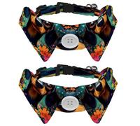 Dog Collars Breakaway with Bow Tie Bell, 2 Pack Dachshund Flower Cats Collar with Shirt Collar, Adjustable Pet Collars for Small Dogs Cats Kittens