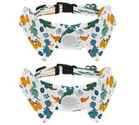 Dog Collars Breakaway with Bow Tie Bell, 2 Pack Dinosaurs Cats Collar with Shirt Collar, Adjustable Pet Collars for Small Dogs Cats Kittens