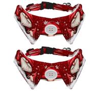 Dog Collars Breakaway with Bow Tie Bell, 2 Pack Gnome Cardinal Christmas Cats Collar with Shirt Collar, Adjustable Pet Collars for Small Dogs Cats Kittens