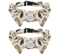Dog Collars Breakaway with Bow Tie Bell, 2 Pack Horses Florals Cats Collar with Shirt Collar, Adjustable Pet Collars for Small Dogs Cats Kittens