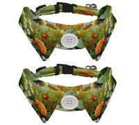 Dog Collars Breakaway with Bow Tie Bell, 2 Pack Hummingbird Daisies Flower Cats Collar with Shirt Collar, Adjustable Pet Collars for Small Dogs Cats Kittens