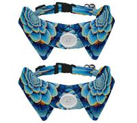 Dog Collars Breakaway with Bow Tie Bell, 2 Pack Mandalas Flower Cats Collar with Shirt Collar, Adjustable Pet Collars for Small Dogs Cats Kittens