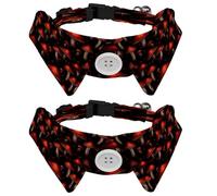 Dog Collars Breakaway with Bow Tie Bell, 2 Pack Red Mushroom Pattern Cats Collar with Shirt Collar, Adjustable Pet Collars for Small Dogs Cats Kittens