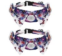 Dog Collars Breakaway with Bow Tie Bell, 2 Pack Skull Florals Butterfly Cats Collar with Shirt Collar, Adjustable Pet Collars for Small Dogs Cats Kittens