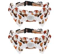 Dog Collars Breakaway with Bow Tie Bell, 2 Pack Thanksgiving Gnomes Autumn Cats Collar with Shirt Collar, Adjustable Pet Collars for Small Dogs Cats Kittens