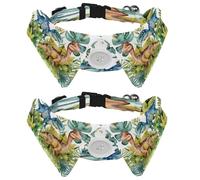 Dog Collars Breakaway with Bow Tie Bell, 2 Pack Tropical Dinosaurs Cats Collar with Shirt Collar, Adjustable Pet Collars for Small Dogs Cats Kittens