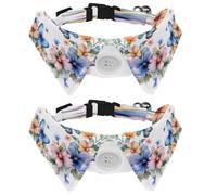 Dog Collars Breakaway with Bow Tie Bell, 2 Pcs Flower Butterflies Cats Collar with Shirt Collar, Adjustable Pet Collars for Small Dogs Catss
