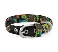Dog Collars Cartoon Cities and Buildings Adjustable Pet Collar for Small, Medium Cats Dogs