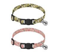 Dog Collars for Dogs Adjustable Girl and Boy Collar 2 Pack Naughty Jungle Flower Magic Rose Flower Red