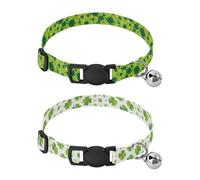 Dog Collars for Dogs Adjustable Girl & Boy Dog Collars 2 Pcs Green Clover Gold Coin Light Green Clover Minimalist