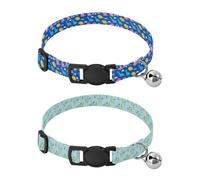 Dog Collars for Small Dogs Quick Release Buckle Dog Collars for Males Set of 2 Cute Dinosaur & Rainbow Winter Mistletoe Light Blue