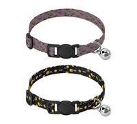 Dog Collars for Small Dogs Release Buckle Collars for Girl and Boy Dogs 2 Pcs Naughty Alaskan Bat Colorful Funny Creature Cat Black Gold