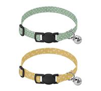 Dog Collars for Small Dogs Release Buckle Girl and Boy Collar 2 Pcs Plaid Daisy Yellow Simple Flowers