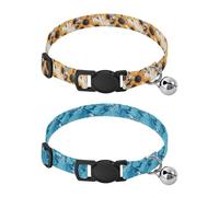 Dog Collars Small Size Adjustable Male Dog Collars 2 Pcs Anime Sunflower Ash Bright Orange Bold Line Leaf Geranium Cyan